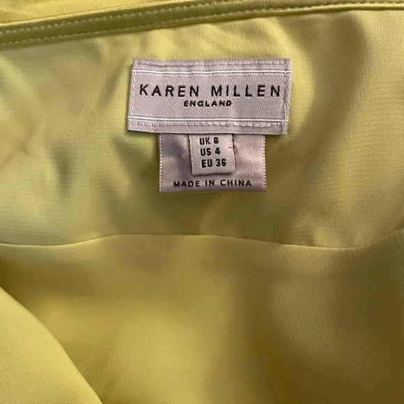 KAREN MILLEN Silk Chartreuse Ruffled Dress - Picture 9 of 11
